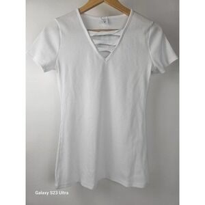 Women's,szM, IFFEI brand ribbed tee, white, NWT
